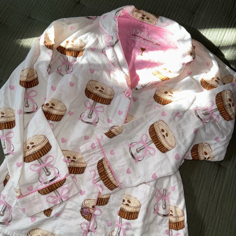 PJ Salvage Pink and White Espresso Martini Pajama Set - Picture 10 of 11